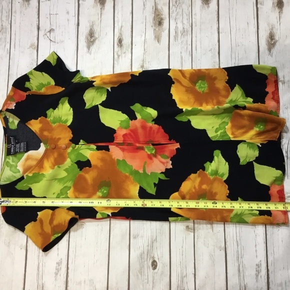 Floral Poppy Print Shift Dress SZ 6P Carole Little - Picture 7 of 8